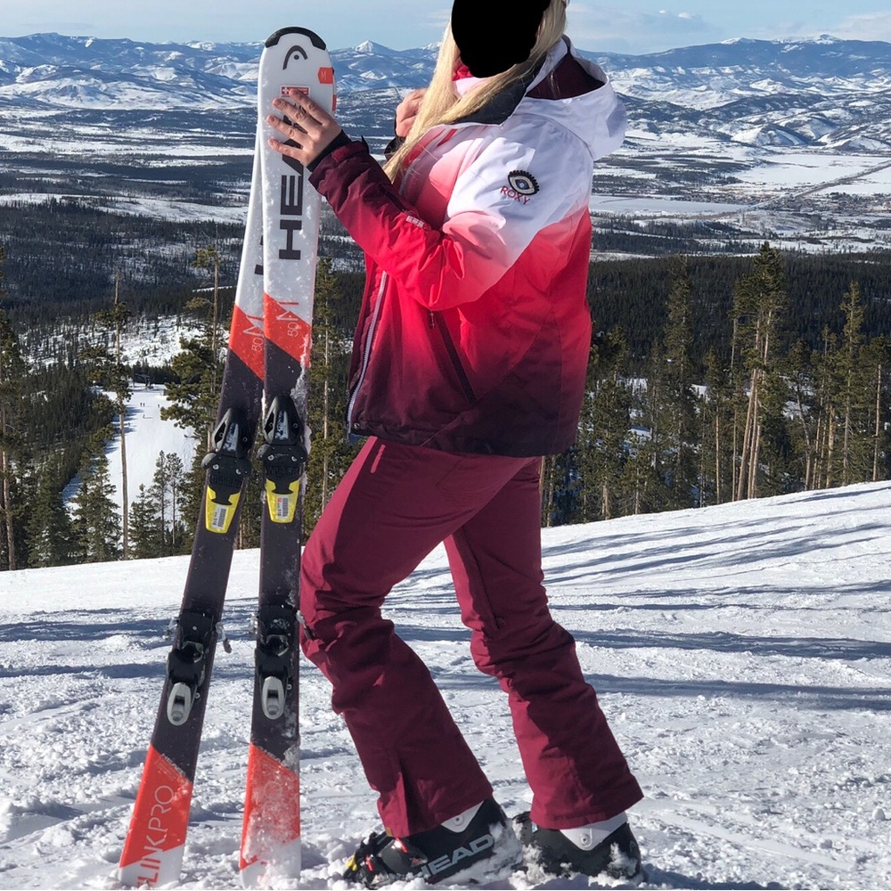 Roxy ski pants snowboard pink cranberry dryflight 15k pockets woodrun